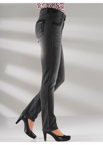 Inspirationen Damen Röhrenjeans, schwarz, Gr. 20, unifarben, 79% Baumwolle, 19% Polyester, 2% Elasthan, Jeans