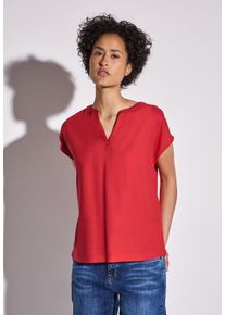 Street One Damen Hemdbluse, rot, casual, Gr. 42, unifarben, Stoff, 100% Viskose, Blusen, aus softer Viskose