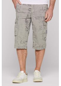 CAMP DAVID Herren Shorts, grau, casual, Gr. S, bedruckt, Material: 100% Baumwolle, Hosen, mit Bindeband innen am Bund