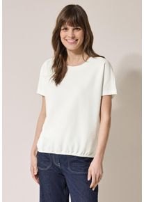 Cecil Damen T-Shirt, weiß, casual, Gr. M, unifarben, Stoff, 70% Polyester, 27% Viskose, 3% Elasthan, Shirts, mit Elastiksaum
