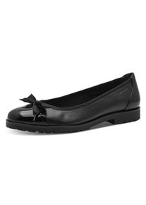 Tamaris Damen Ballerina, Gr. 40, schwarz, Leder, Lederimitat, klassisch, Schuhe, Blockabsatz, Pumps, Businesschuh mit hübscher Textil-Schleife