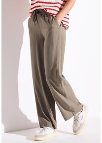 Street One Damen Stoffhose, braun, casual, Gr. 42, unifarben, Stoff, 100% Viskose, Hosen, Elastikbund mit Tunnelzug