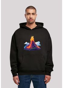F4NT4STIC Herren Kapuzenpullover "Vulkanausbruch", schwarz, casual, Gr. XL, Obermaterial: 100% Baumwolle, Pullover, Premium Qualität