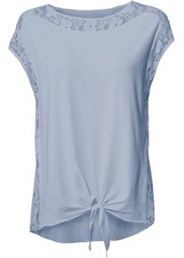 Heine Damen Spitzenshirt "Spitzen-Shirt", blau, Gr. 38, unifarben, 95% Viskose, 5% Elasthan, Spitze:80% Baumwolle, 20% Polyester, Shirts