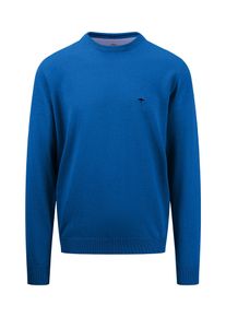 Fynch-Hatton Herren Strickpullover, blau, casual, Gr. M, unifarben, Strick, Obermaterial: 100% Baumwolle, Pullover, mit Stickerei auf der Brust
