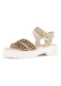 Gabor Damen Sandalette, Gr. 38, beige, Ziegenveloursleder, animal-print, modisch, Schuhe, Plateau, Riemchensandale, Sommerschuh mit Best