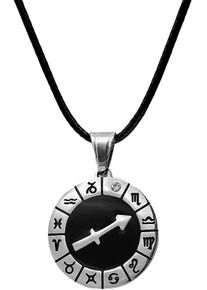 Firetti Damen Kette mit Anhänger "Schmuck Geschenk Edelstahl Leder Halsschmuck Halskette Sternzeichen", Schütze, Edelstahl-Leder, L: 80cm B: 2mm,