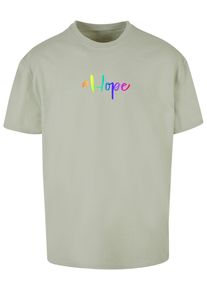 Merchcode Herren T-Shirt "Merchcode Herren Hope Rainbow Heavy Oversized Tee", weiß, casual, Gr. XS, bedruckt, 100% Baumwolle, Shirts