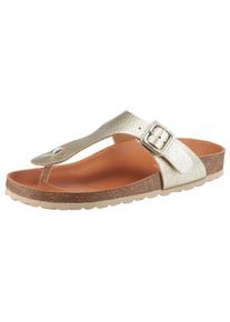 VERBENAS Damen Zehentrenner "Ryton Elephant", Gr. 42, gold, Lederimitat, leicht glänzend, klassisch, Schuhe, Sommerschuh, Zehentrenner für City- und