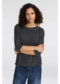 Ragwear Damen 3/4-Arm-Shirt "SHIMONA CORE", grau, casual, Gr. S, unifarben, Single Jersey, Obermaterial: 50% Polyester, 38% Baumwolle, 12% Viskose,