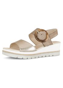 Gabor Damen Keilsandalette, Gr. 39, grau, Glattleder, Ziegenveloursleder, modisch, Schuhe, Plateau, Sommerschuh, Riemchensandale mit Klettverschluss