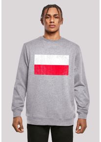 F4NT4STIC Herren Kapuzenpullover "Poland Polen Flagge distressed", grau, casual, Gr. S, Obermaterial: 50% Baumwolle, 50% Polyester, Pullover, Print