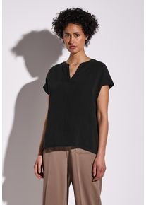 Street One Damen Hemdbluse, schwarz, casual, Gr. 42, unifarben, Web, 100% Baumwolle, Blusen, aus reiner Baumwolle