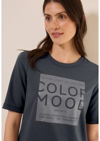 Cecil Damen T-Shirtvolcanic grau, casual, Gr. L, unifarben, bedruckt, Jersey, Obermaterial: 63% Modal, 35% Baumwolle, 2% Elasthan, Shirts, mit
