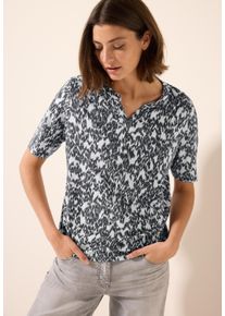 Cecil Damen T-Shirt, weiß, casual, Gr. L, bedruckt, Jersey, Obermaterial: 50% Baumwolle, 50% Modal, Shirts, im Tunika-Look und und mit Minimal-Print