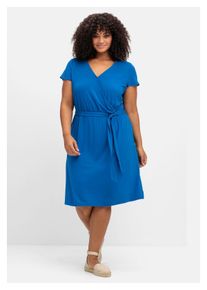 sheego Damen Jerseykleid "Große Größen", blau, feminin, Gr. 48, unifarben, Obermaterial: 95% Viskose (LENZING ECOVERO), 5% Elasthan, Kleider, in