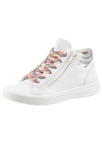 Ara Damen Sneakerboots "ROM", Gr. 8,5, silber, Glattleder, kontrastfarbene Details, sportlich, Schuhe, High Top Sneaker, Schnürboots in Weite G (=