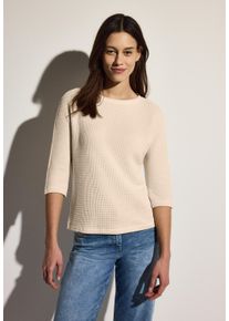 Cecil Damen 3/4-Arm-Shirt, lila, casual, Gr. L, unifarben, Web, Stoff, 49% Baumwolle, 49% Polyester, 2% Elasthan, Shirts, mit U-Boot-Ausschnitt