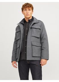 Jack & Jones JACK & JONES Herren Wolljacke "JPRCCALEX WOOL BLEND FIELD JACKET SN", grau, modisch, Gr. XS, meliert, Web, Obermaterial: 55% Polyester, 40% Wolle, 5%