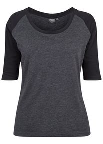Urban Classics Damen Kurzarmshirt "Urban Classics Damen Ladies 3/4 Contrast Raglan Tee", grau, casual, Gr. XS, mehrfarbig, 100% Baumwolle, Shirts