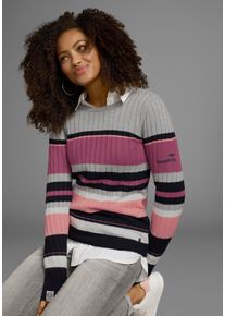 Kangaroos Damen Rundhalspullover, bunt, casual, Gr. 36, gestreift, meliert, Rippstrick, Obermaterial: 70% Baumwolle, 30% Polyacryl, Pullover, im