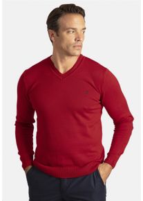 Herren Strickpullover "Los Angeles", rot, casual, Gr. L, SIR RAYMOND TAILOR, unifarben, 100% Baumwolle, Pullover, mit klassischem V-Ausschnitt