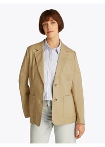 Tommy Hilfiger Damen Kurzblazer "ESS LINEN REGULAR SB BLAZER", braun, klassisch, Gr. 44, unifarben, Web, Obermaterial: 76% Leinen, 24% Lyocell,