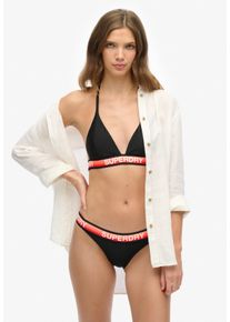 Superdry Damen Triangel-Bikini-Top "TRIANGLE STRIPE BIKI", schwarz, modisch, Gr. L, unifarben mit Farbeinsatz, Obermaterial: 82% Polyester, 18%