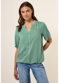 Cecil Damen Kurzarmblusematcha grün, casual, Gr. XXL, unifarben, Stoff, 100% Viskose, Blusen, mit Elastiksaum