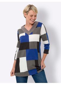 Classic Basics Damen Longshirt "Longshirt", blau, Gr. 46, gemustert, mehrfarbig, bedruckt, 100% Baumwolle, Shirts