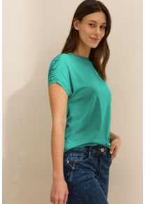 Cecil Damen T-Shirt, grün, Basic, Gr. XL, unifarben, Web, Stoff, 50% Baumwolle, 50% Modal, Shirts, mit Tunnelzug am Saum