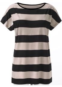 Ambria Damen Longshirt "Longshirt", schwarz, Gr. 38, gemustert, gestreift, 95% Viskose, 5% Elasthan, Shirts