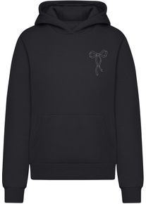 MISS TEE Damen Kapuzenpullover "Miss Tee Bow Oneliner Ladies Fluffy Hoody", schwarz, casual, Gr. S, mehrfarbig, 70% Baumwolle, 30% Polyester, Pullover