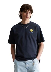 Marc O'Polo Herren T-Shirt "mit Print auf Vorder- und Rückseite", blau, Gr. S, MARC O'POLO DENIM, unifarben, Obermaterial: 100% Baumwolle, Shirts