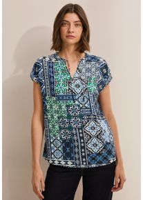 Cecil Damen Shirtbluse, blau, casual, Gr. L, unifarben, Stoff, 100% Viskose, Blusen