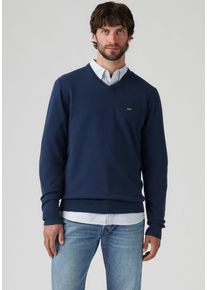 Levi's LEVI'S Herren Strickpullover "LW V NECK", blau, casual, Gr. M, unifarben, Feinstrick, Obermaterial: 94% Baumwolle, 4% Polyamid, 2% Elasthan,
