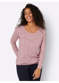 Inspirationen Damen Langarmshirt "Druck-Shirt", rot, Gr. 46, gemustert, mehrfarbig, bedruckt, 50% Baumwolle, 50% Modal, Shirts