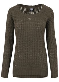 Urban Classics Damen Rundhalspullover "Urban Classics Damen Ladies Long Wideneck Sweater", grün, casual, Gr. 4XL, unifarben, 100% Polyacryl, Pullover