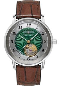 Zeppelin Damen Automatikuhr "Friedrichshafen Lady Open Heart"braun, grün, Armbanduhren, Armbanduhr, Damenuhr, Made in Germany, Mechanische Uhr, analog