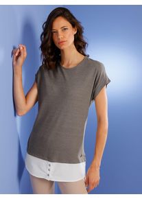 Damen 2-in-1-Shirt "Leinen-Viskose-Shirt", grau, Gr. 36, CREATION L PREMIUM, unifarben, 55% Leinen, 45% Viskose, Shirts