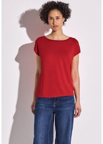 Street One Damen T-Shirt, rot, casual, Gr. 36, unifarben, Stoff, 95% Viskose, 5% Elasthan, Shirts, mit U-Boot-Ausschnitt