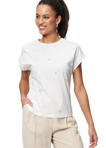 Zero Damen Kurzarmshirt "Zero Oversized-Shirt mit Perlen"patch weißweiß, casual, Gr. 42, bestickt, Jersey, Obermaterial: 100% Baumwolle. Ärmelfutter: