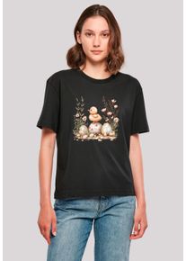 F4NT4STIC Damen T-Shirt "Ostern Küken Ei Blumen", schwarz, casual, Gr. XS, Obermaterial: 100% Baumwolle, Shirts, Premium Qualität