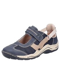 Rieker Damen Klettschuh, Gr. 37, blau, Nubuklederimitat, Textil, sportlich, Schuhe, Schlupfschuh, Slip on Sneaker mit farblich abgesetzten Ziernähten