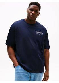Tommy Hilfiger Big & Tall Herren T-Shirt "BT-HILFIGER STACK TEE-B", blau, casual, Gr. XXXL, TOMMY HILFIGER BIG & TALL, unifarben, Single Jersey, Obermaterial: 100% Baumwolle,