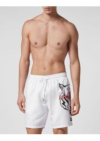 Plein Sport Herren Badehose "Tiger", weiß, Gr. L, Obermaterial: 100% Polyester, Badehosen