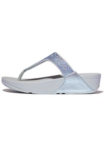 fitflop Damen Dianette "LULU CRYSTAL EMBELLISHED TOE-POST SANDALS - HOTFIX", Gr. 39, blau, Textil, Glitzer, modisch, Schuhe, Keilabsatz, Sommerschuh,