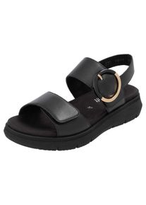 Remonte Damen Riemchensandale, Gr. 41, schwarz, Leder, unifarben, casual, Schuhe, Sandale, Bequemschuh, Sommerschuh mit praktischen Klettverschlüssen