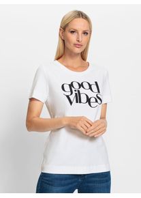 Heine Damen T-Shirt "Shirt", weiß, Gr. 50, gemustert, unifarben, 95% Baumwolle, 5% Elasthan, Shirts
