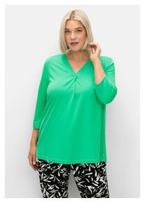 sheego Damen 3/4-Arm-Shirt "Große Größen", grün, klassisch, Gr. 40, unifarben, Obermaterial: 63% Lyocell (TENCEL), 31% Baumwolle, 6% Elasthan,